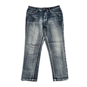 Tru Luxe Capri Crop Jeans 28/6 (29x23.5) Blue Embellished Mid Rise Stretch Women